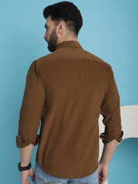 Thumbnail for Indian Needle Men's Standard Corduroy Cotton Shirt - Brown - Distacart