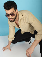 Thumbnail for Indian Needle Men's Woven Design Casual Shirt - Beige - Distacart