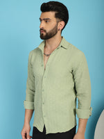 Thumbnail for Indian Needle Men's Woven Design Casual Shirt - Pista - Distacart