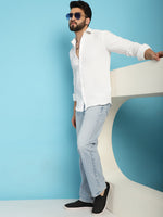 Thumbnail for Indian Needle Men's Woven Design Casual Shirt - White - Distacart