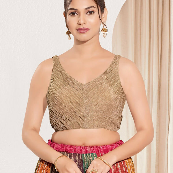 Joban Fashion Wood Tissue Padded Blouse With Sweetheart Neck Sleeveless - Distacart