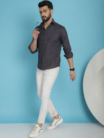 Thumbnail for Indian Needle Men's Charcoal Grey Checked Casual Shirt - Distacart