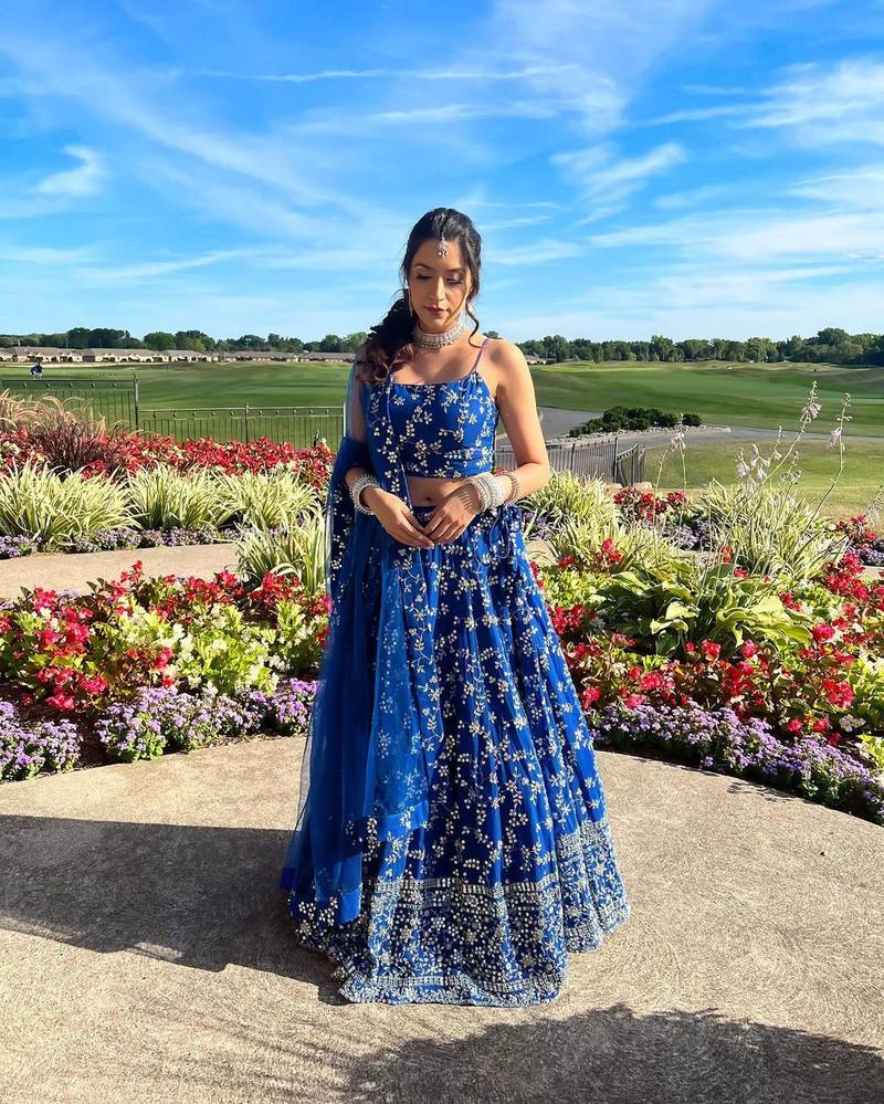 Lehenga Mart Designer Wedding Lehenga Choli For Women - Blue - Distacart