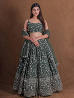 Thumbnail for Lehenga Mart Designer Wedding Lehenga Choli For Women - Green - Distacart