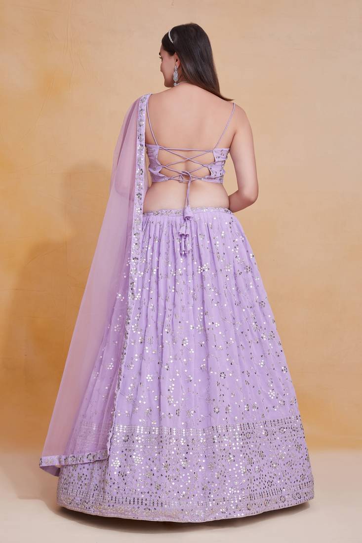 Lehenga Mart Designer Wedding Lehenga Choli For Women - Lilac - Distacart