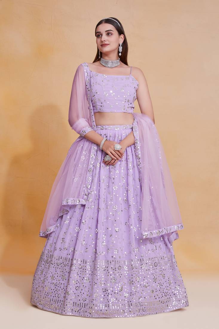 Lehenga Mart Designer Wedding Lehenga Choli For Women - Lilac - Distacart