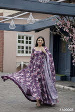 Thumbnail for Aayaa Designer Printed Georgette Full Flare Gown With Dupatta - Multi Color - Distacart
