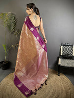 Thumbnail for Joban Fashion Wine Intricate Zari Weaving Soft Silk Dharmavaram Saree