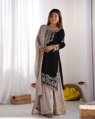 Teeya Creation Black Color Faux Georgette Heavy Embroidery Work Pakistani Fully Stitched Salwar Suit - Distacart