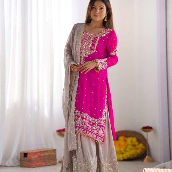 Teeya Creation Pink Color Faux Georgette Heavy Embroidery Work Pakistani Fully Stitched Salwar Suit - Distacart