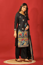 Thumbnail for Teeya Creation Black Color Chinnon Silk Heavy Embroidery Work Fully Stitched Salwar Suit - Distacart