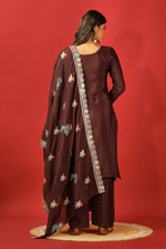 Thumbnail for Teeya Creation Coffee Color Chinnon Silk Heavy Embroidery Work Fully Stitched Salwar Suit - Distacart
