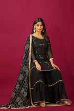 Thumbnail for Teeya Creation Black Color Faux Georgette Heavy Embroidery Work Fully Stitched Sharara Suit - Distacart