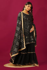 Thumbnail for Teeya Creation Black Color Faux Georgette Heavy Embroidery Work Fully Stitched Sharara Suit - Distacart