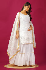 Thumbnail for Teeya Creation White Color Faux Georgette Heavy Embroidery Work Fully Stitched Sharara Suit - Distacart