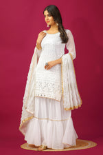 Thumbnail for Teeya Creation White Color Faux Georgette Heavy Embroidery Work Fully Stitched Sharara Suit - Distacart