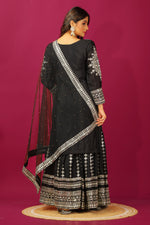 Thumbnail for Teeya Creation Black Color Chinnon Silk Heavy Embroidery Work Fully Stitched Sharara Suit - Distacart