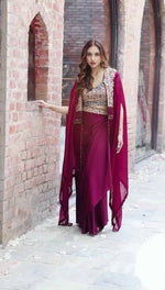 Thumbnail for Teeya Creation Rani Color Faux Georgette Heavy Embroidery Work Fully Stitched Shrug Set - Distacart