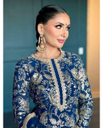Thumbnail for Teeya Creation Blue Color Faux Georgette Heavy Work Fully Stitched Sharara Set - Distacart