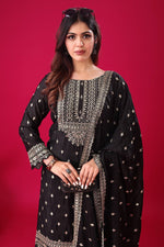 Thumbnail for Teeya Creation Black Color Chinon Silk Heavy Embroidery Work Pakistani Fully Stitched Salwar Suit - Distacart