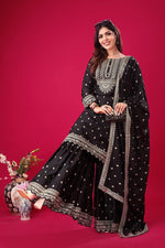 Thumbnail for Teeya Creation Black Color Chinon Silk Heavy Embroidery Work Pakistani Fully Stitched Salwar Suit - Distacart