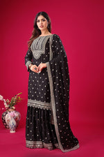 Thumbnail for Teeya Creation Black Color Chinon Silk Heavy Embroidery Work Pakistani Fully Stitched Salwar Suit - Distacart