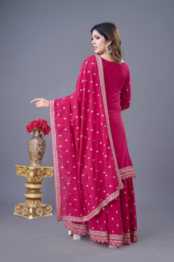 Teeya Creation Rani Color Chinon Silk Heavy Embroidery Work Pakistani Fully Stitched Salwar Suit - Distacart