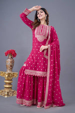 Thumbnail for Teeya Creation Rani Color Chinon Silk Heavy Embroidery Work Pakistani Fully Stitched Salwar Suit - Distacart