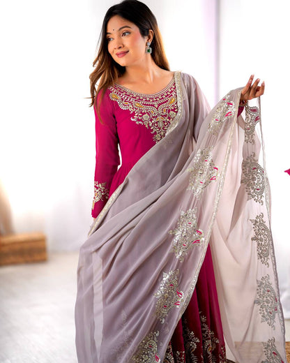 Teeya Creation Rani Color Heavy Georgette Embroidery Work Fully Stitched Gown - Distacart