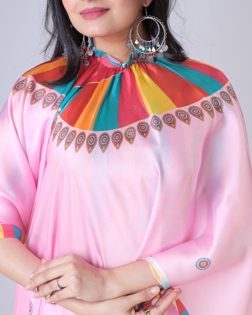 Teeya Creation Pink Color Japan Satin Silk Digital Print Ready To Wear Saree - Distacart