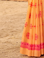 Thumbnail for NOZ2TOZ Women's Chiffon Orange Printed Designer Saree With Blouse Piece - Distacart