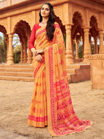 Thumbnail for NOZ2TOZ Women's Chiffon Orange Printed Designer Saree With Blouse Piece - Distacart