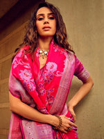 Thumbnail for NOZ2TOZ Women's Satin Silk Pink Woven Design Designer Saree With Blouse Piece - Distacart