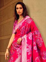 Thumbnail for NOZ2TOZ Women's Satin Silk Pink Woven Design Designer Saree With Blouse Piece - Distacart
