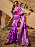 Thumbnail for NOZ2TOZ Women's Satin Silk Magenta Woven Design Designer Saree With Blouse Piece - Distacart