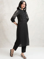 Thumbnail for Vishudh Women Floral Embroidered Regular Pure Cotton Kurta with Trousers
