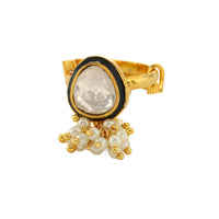 Thumbnail for Kundan Ring with Pearls (Gold) - Ruby Raang - Distacart