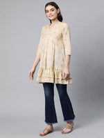 Thumbnail for Ahalyaa Beige Cotton Gold Printed Tunic - Distacart