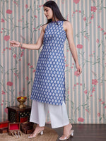 Thumbnail for Ode by House of Pataudi Ethnic Motifs Printed Straight Pure Cotton Kurta with Palazzos - Distacart