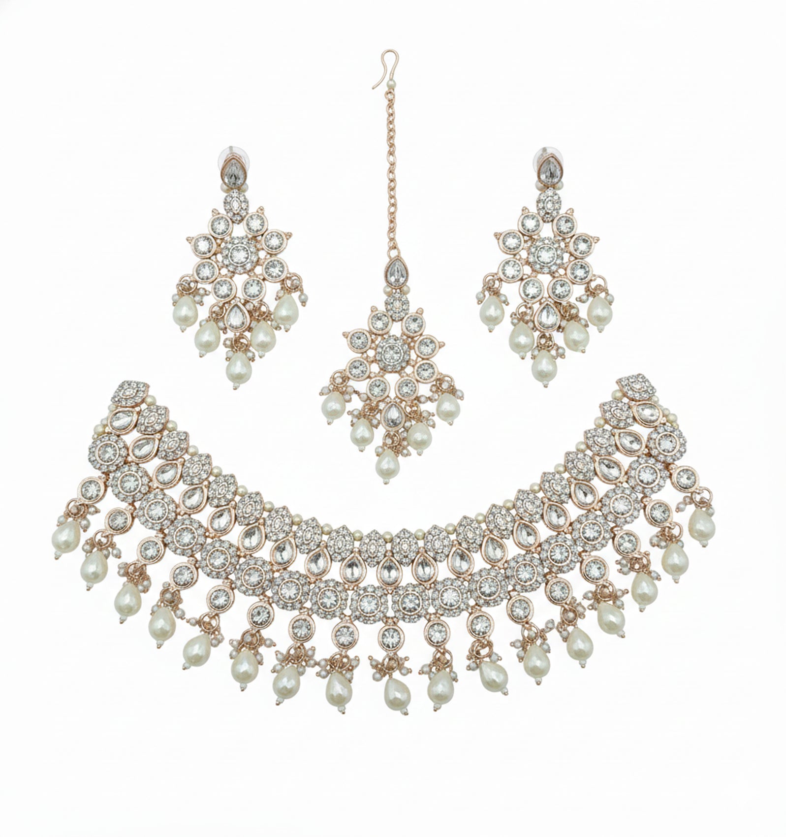 Jewel City White Stone Bridal Necklace Set for Women | Traditional Gold-Plated Ethnic Indian Jewelry - Distacart