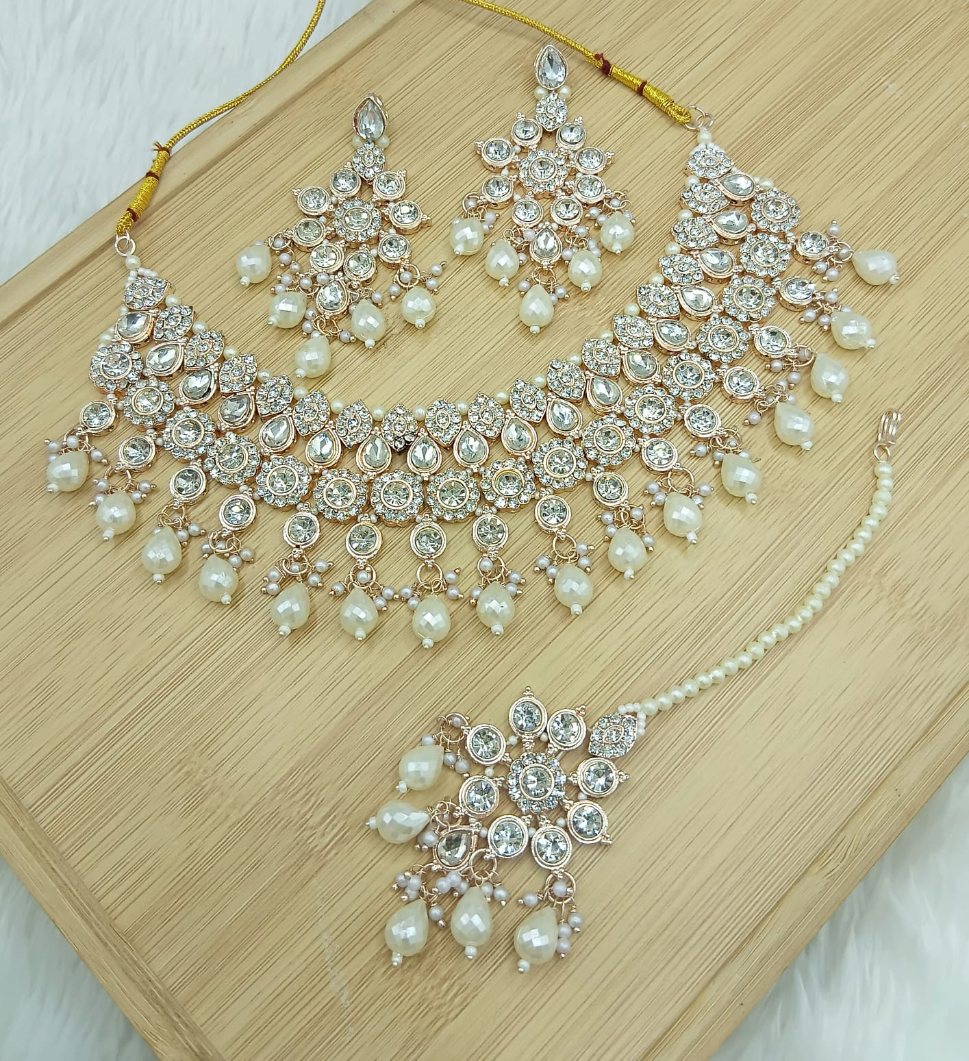 Jewel City White Stone Bridal Necklace Set for Women | Traditional Gold-Plated Ethnic Indian Jewelry - Distacart