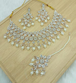 Thumbnail for Jewel City White Stone Bridal Necklace Set for Women | Traditional Gold-Plated Ethnic Indian Jewelry - Distacart