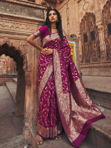 Shree Shyam Fashion Wine Art Silk Fancy Saree - Dista