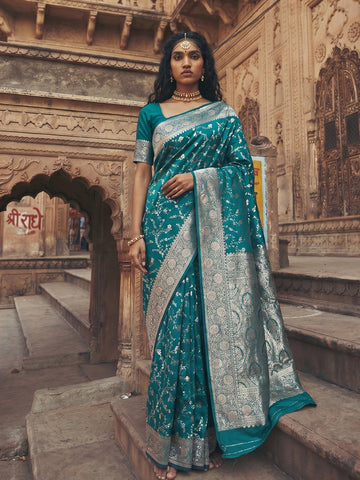 Shree Shyam Fashion Rama Green Art Silk Fancy Saree - Dista