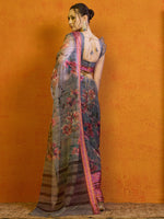 Thumbnail for NOZ2TOZ Women's Organza Grey Printed Designer Saree With Blouse Piece - Distacart