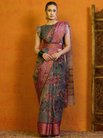 Thumbnail for NOZ2TOZ Women's Organza Grey Printed Designer Saree With Blouse Piece - Distacart