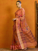 Thumbnail for NOZ2TOZ Women's Organza Peach Printed Designer Saree With Blouse Piece - Distacart