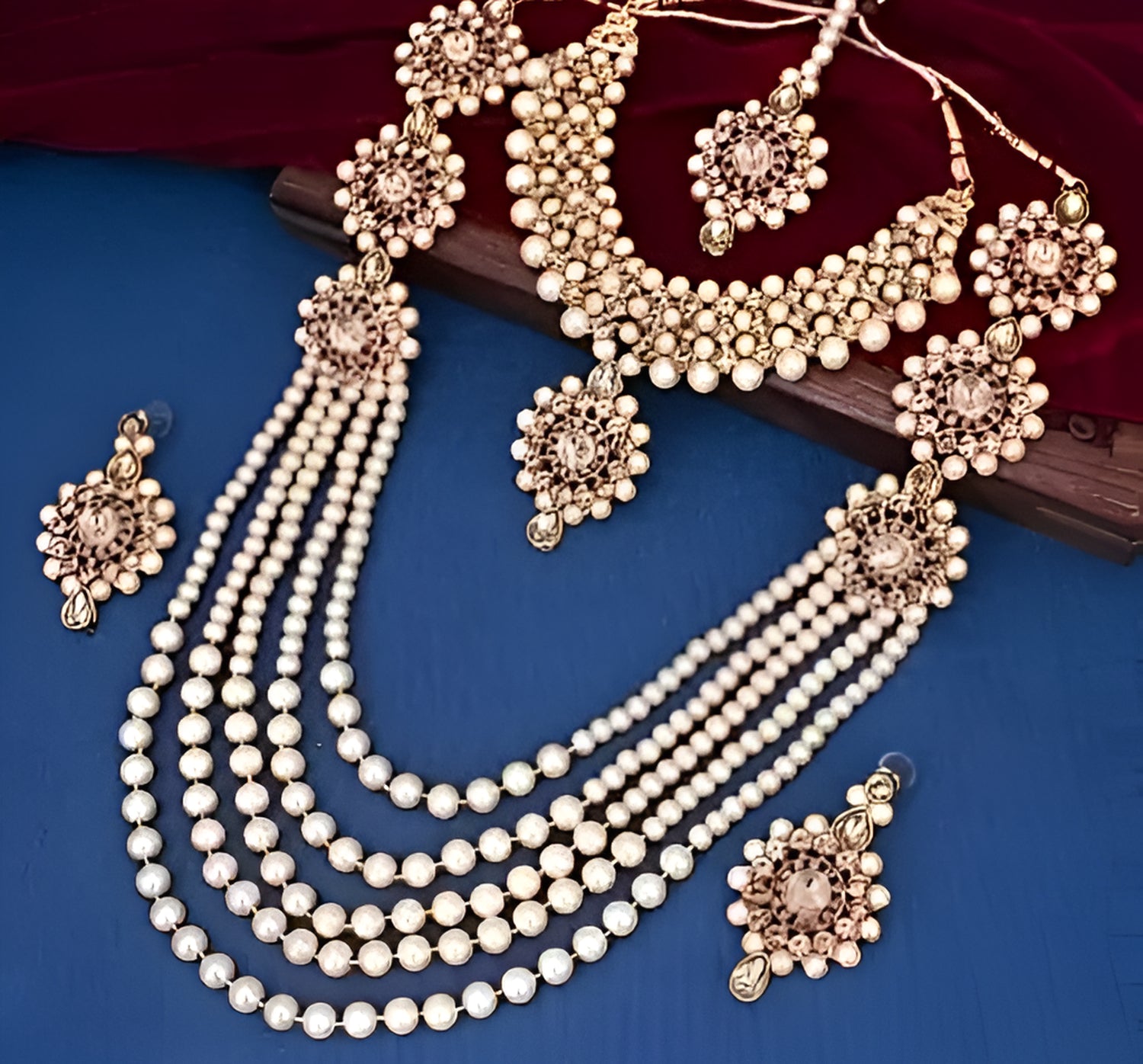 Jewel City Traditional Kundan & Pearl Long Necklace Set Bridal Ethnic Choker Jewelry Set Handcrafted Indian Wedding Jewelry