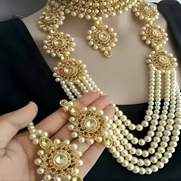 Jewel City Traditional Kundan & Pearl Long Necklace Set Bridal Ethnic Choker Jewelry Set Handcrafted Indian Wedding Jewelry - Distacart