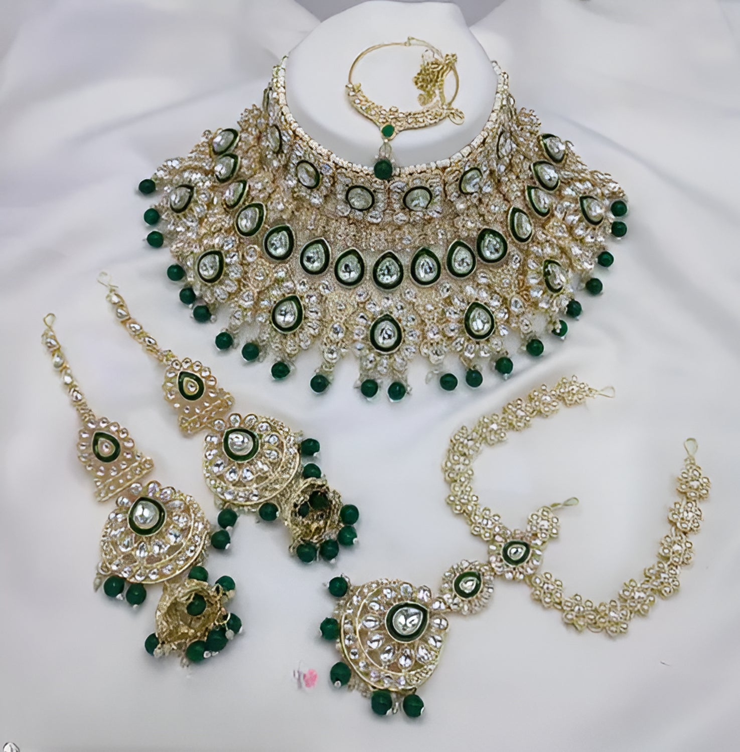 Jewel City Traditional Kundan Bridal Jewelry for Women Handcrafted Necklace with Earrings, Maang Tikka, Indian Wedding Jewellery Set